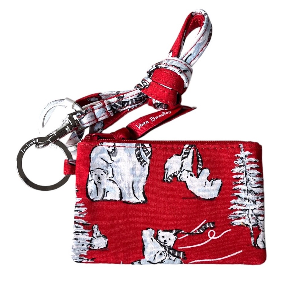 Vera Bradley Zip ID and Lanyard Beary Merry Red